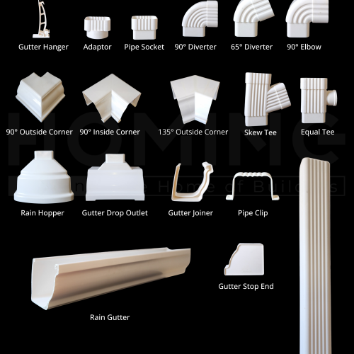 PVC Box Profile Gutter, Downpipe & Accessories